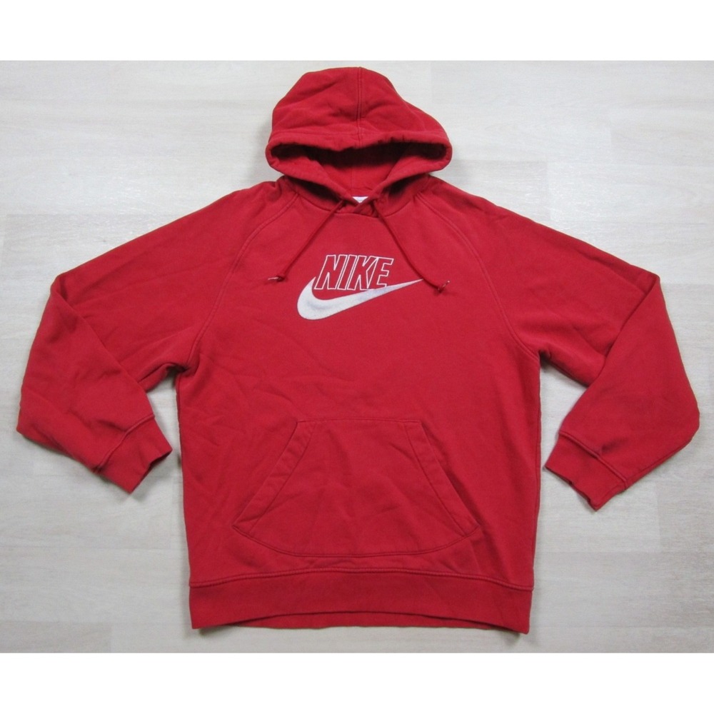 Nike Sportswear Hoodie Sweatshirt Men's (M) Flocked Swoosh Embroidered